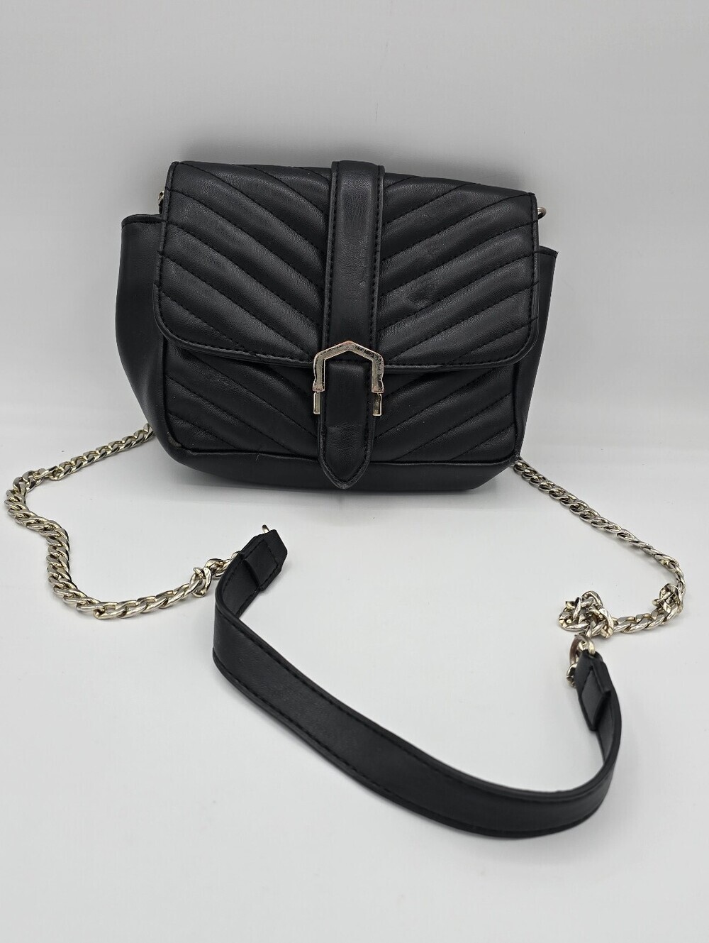 Topshop - Quilted Cross Body Purse Shoulder Bag Buckle Chain Hardware